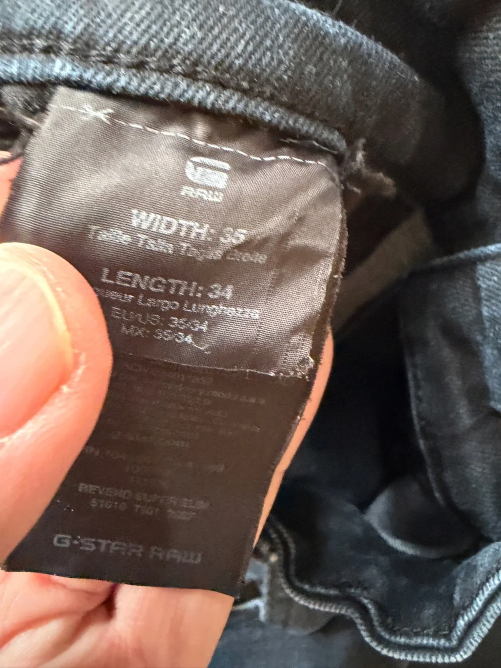 Men’s G‑Star RAW “Revend Super Slim” Jeans — 35W x 34L (Raw Denim)
